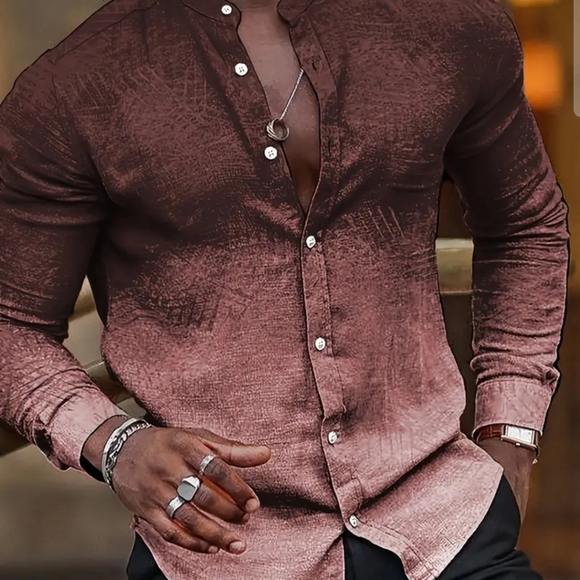 no brand Other - (NWOT) Mens, Size Large, Button Down Long Sleeve, Burgundy/Rose Gold